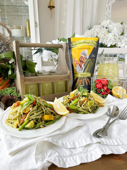 Fresh Pesto & Garden Vegetable Linguine - Eat Better Pasta